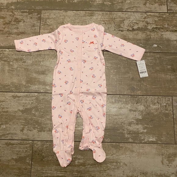 Carter’s Pink Floral Footie Pajamas 9 Months New With Tag - Picture 1 of 10
